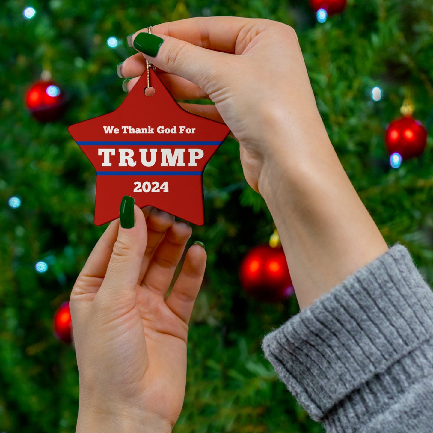 Ceramic Ornament | We Thank God For Trump 2024