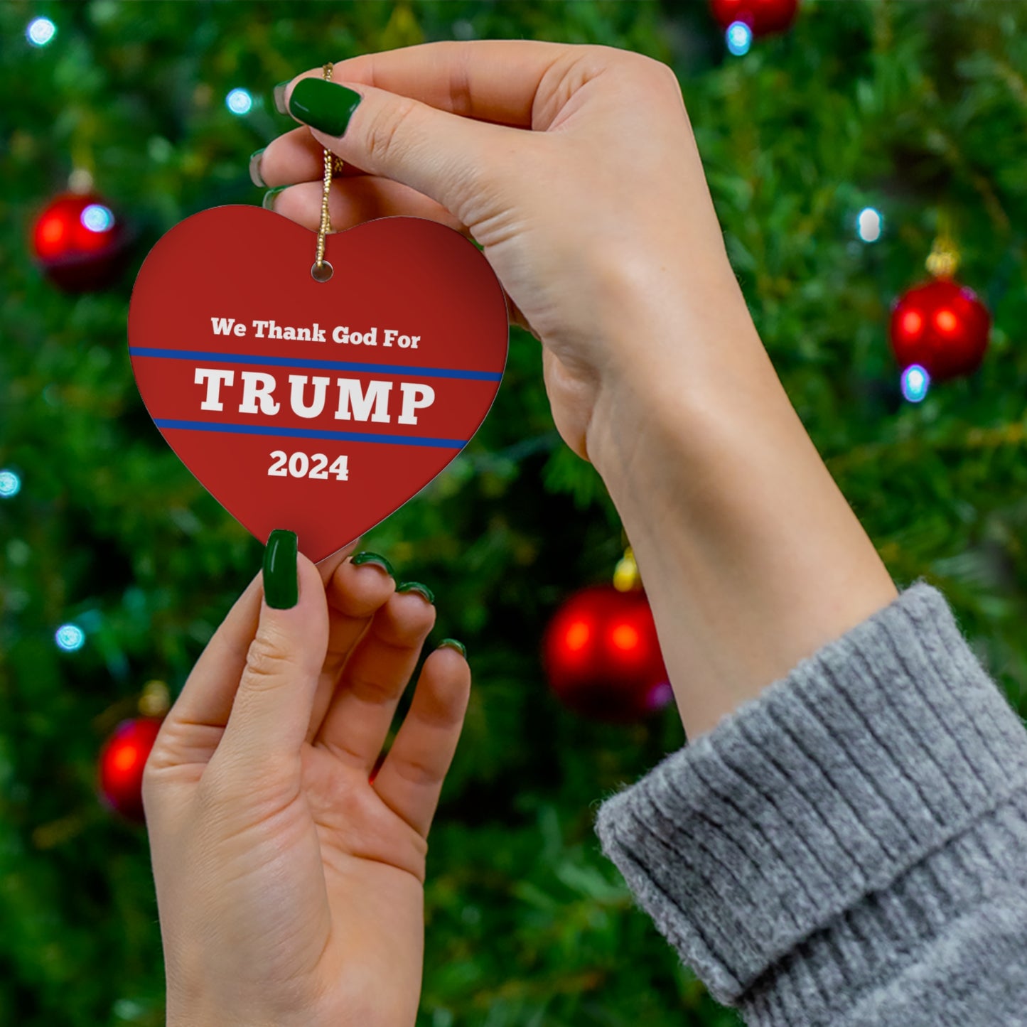 Ceramic Ornament | We Thank God For Trump 2024